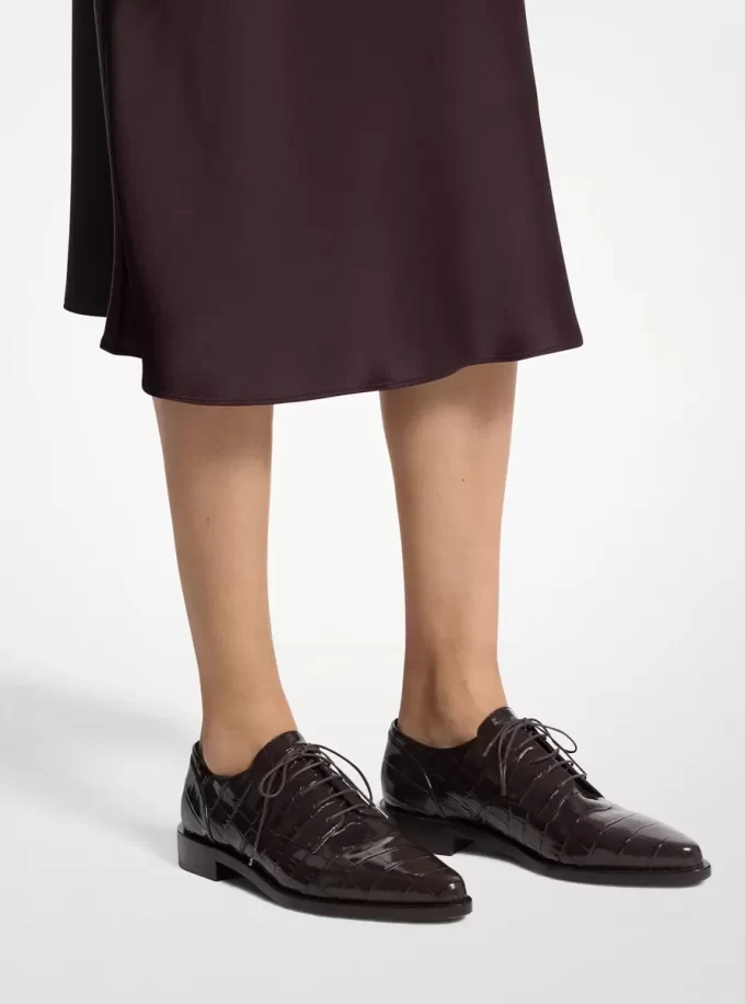 Annette Skóra lakierowana Oxford z tłoczonym wzorem krokodyla