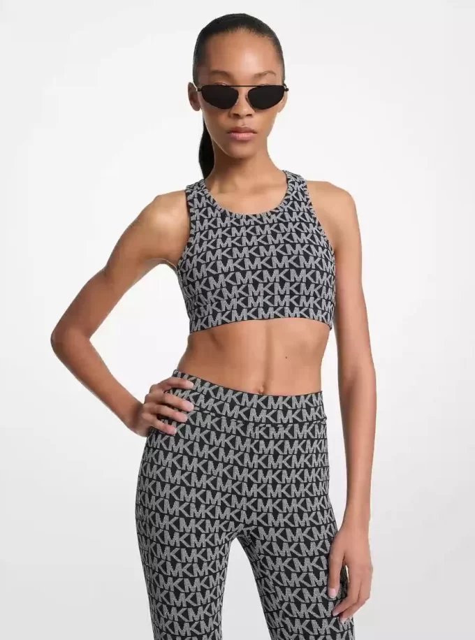 Biustonosz sportowy z nylonu z rozciągliwym logo Biustonosz sportowy z nylonu z rozciągliwym logo