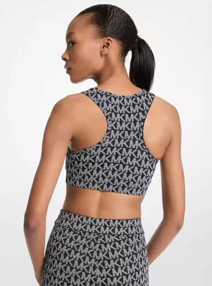 Biustonosz sportowy z nylonu z rozciągliwym logo Biustonosz sportowy z nylonu z rozciągliwym logo