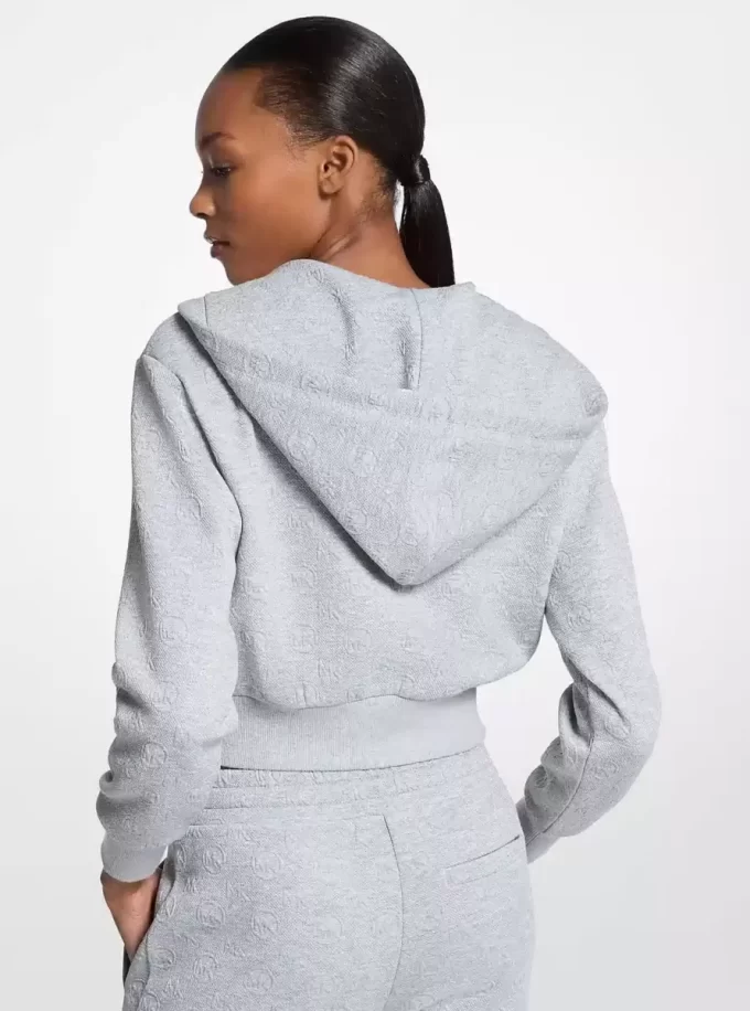 Bluza z kapturem i zamkiem błyskawicznym z żakardowym logo Bluza z kapturem i zamkiem błyskawicznym z żakardowym logo