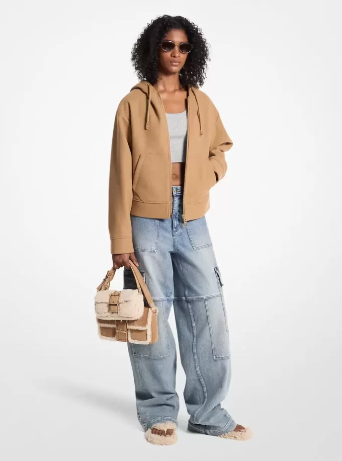 Bluza z kapturem i zamkiem błyskawicznym z mieszanki wełny