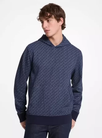 Bluza z kapturem z mieszanki bawełny i logo Signature Bluza z kapturem z mieszanki bawełny i logo Signature