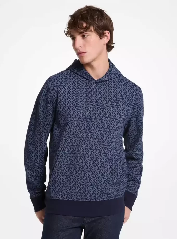 Bluza z kapturem z mieszanki bawełny i logo Signature