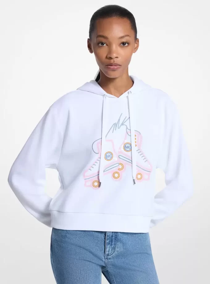 Bluza z kapturem z mieszanki bawełny z cekinami i grafiką Bluza z kapturem z mieszanki bawełny z cekinami i grafiką