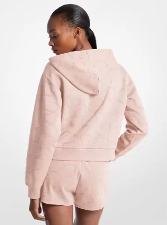 Bluza z kapturem z mieszanki bawełny z haftem w kształcie serca