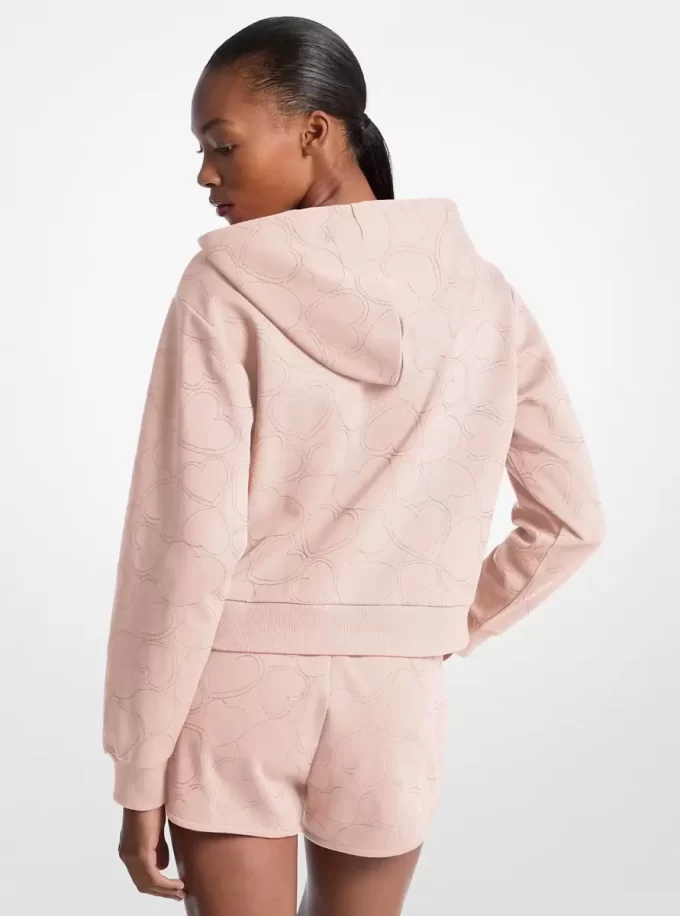 Bluza z kapturem z mieszanki bawełny z haftem w kształcie serca Bluza z kapturem z mieszanki bawełny z haftem w kształcie serca