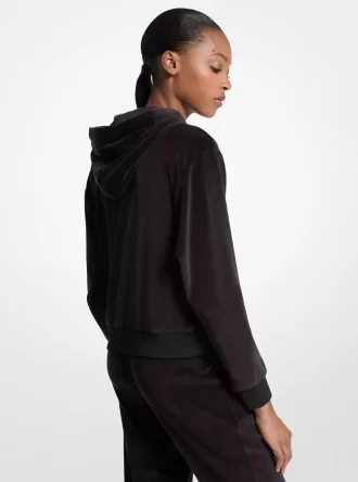 Bluza z kapturem z weluru z ozdobnym logo