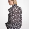Bluzka z żorżety z kwiatowym nadrukiem i wiązaniem pod szyją