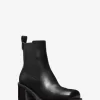 Botki Houston Leather Block Heel Ankle Boots
