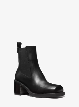 Botki Houston Leather Block Heel Ankle Boots