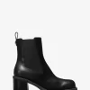 Botki Houston Leather Block Heel Ankle Boots
