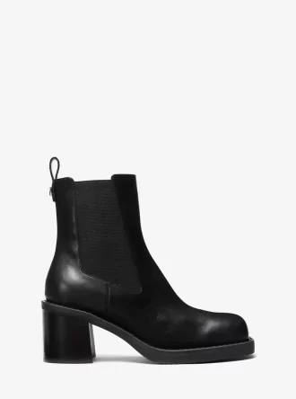 Botki Houston Leather Block Heel Ankle Boots