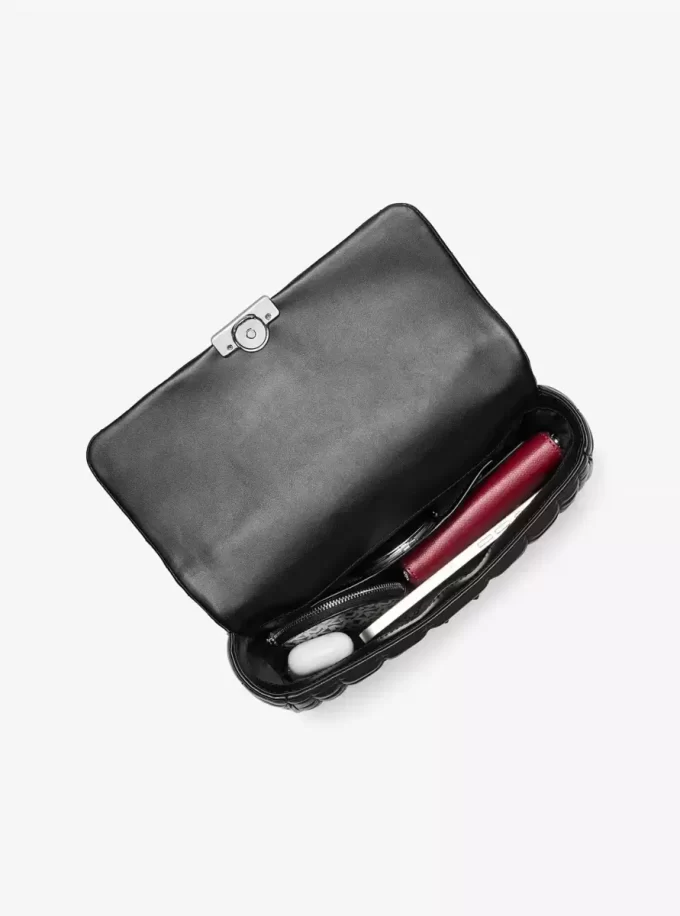 Duża pikowana skórzana torba na ramię Tribeca