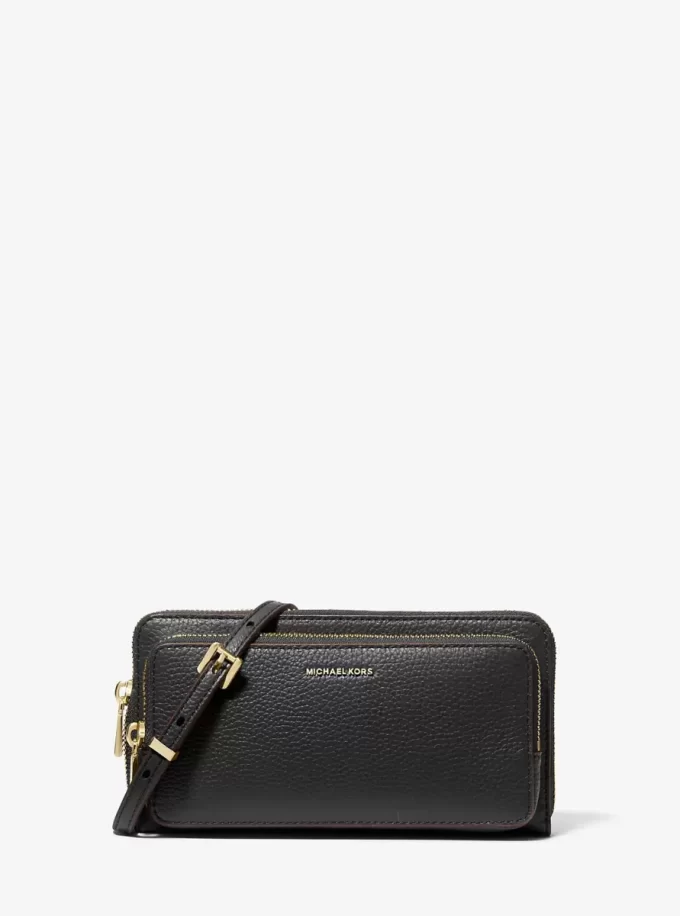 Duża, składana torba typu crossbody Jet Set ze skóry groszkowanej Duża, składana torba typu crossbody Jet Set ze skóry groszkowanej