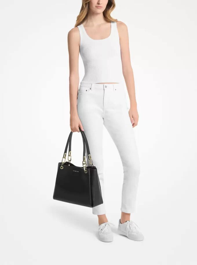 Duża torba na ramię Trisha ze skóry groszkowanej