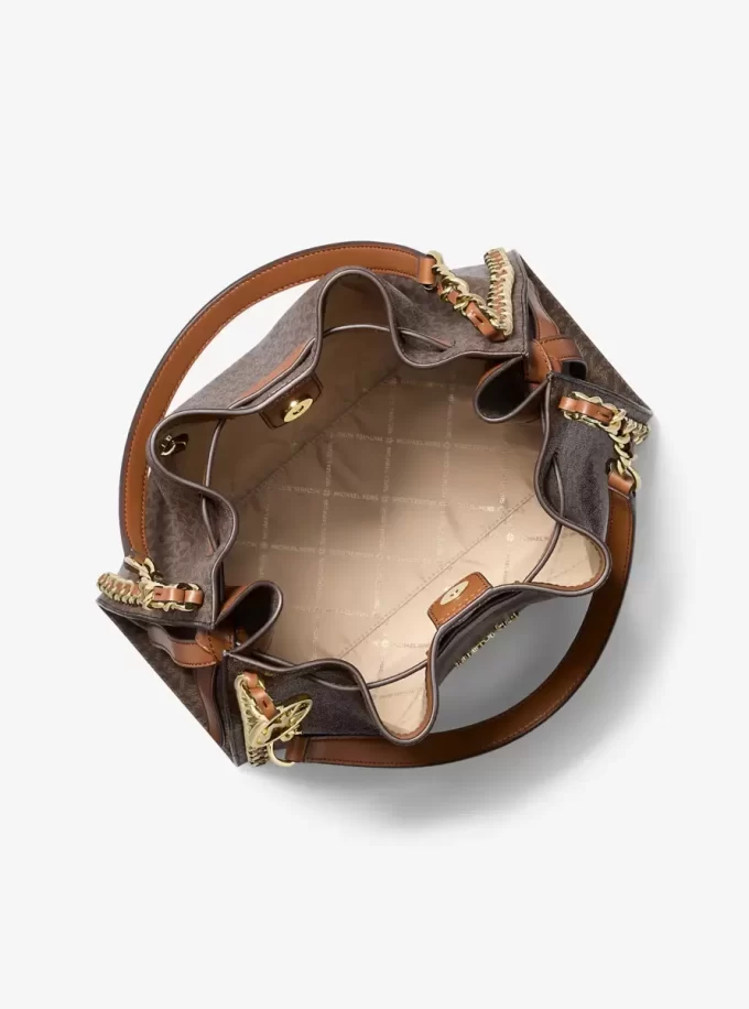 Duża torba na ramię z łańcuszkiem i logo Mina