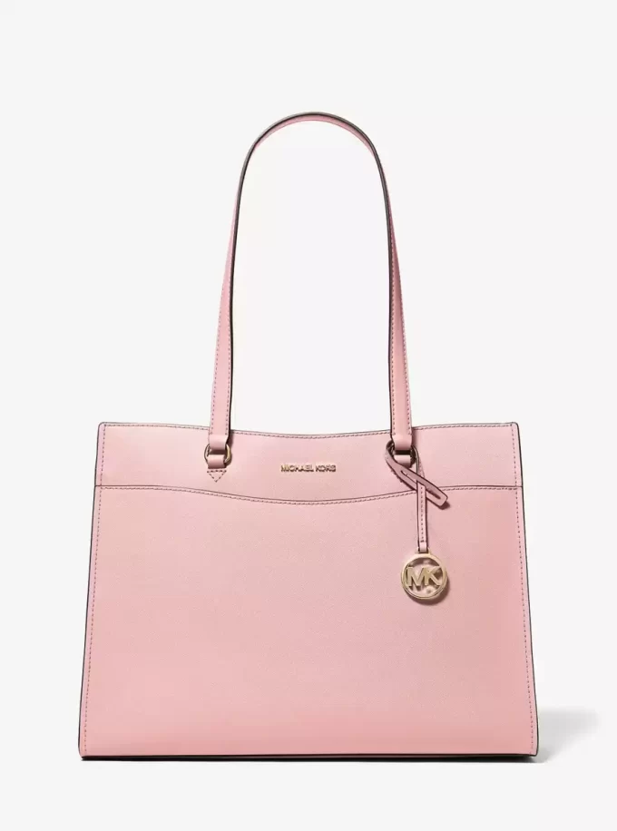 Duża torba podróżna Jet Set Travel z kieszenią ze skóry saffiano