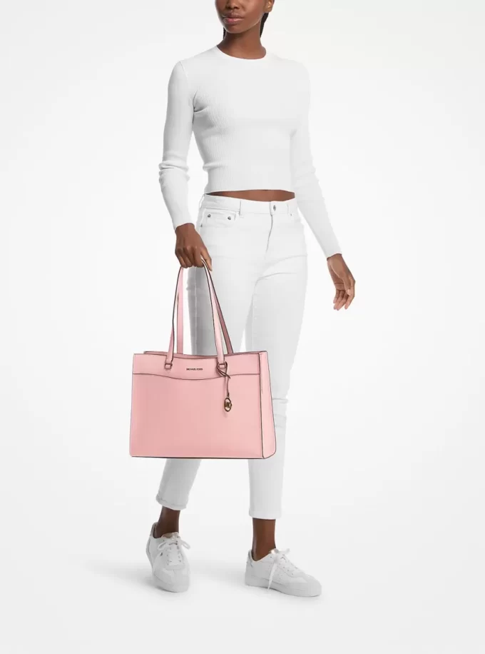 Duża torba podróżna Jet Set Travel z kieszenią ze skóry saffiano