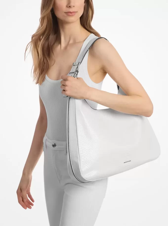 Duża torba typu hobo ze skóry z wytłoczonym wzorem węża Nolita Duża torba typu hobo ze skóry z wytłoczonym wzorem węża Nolita