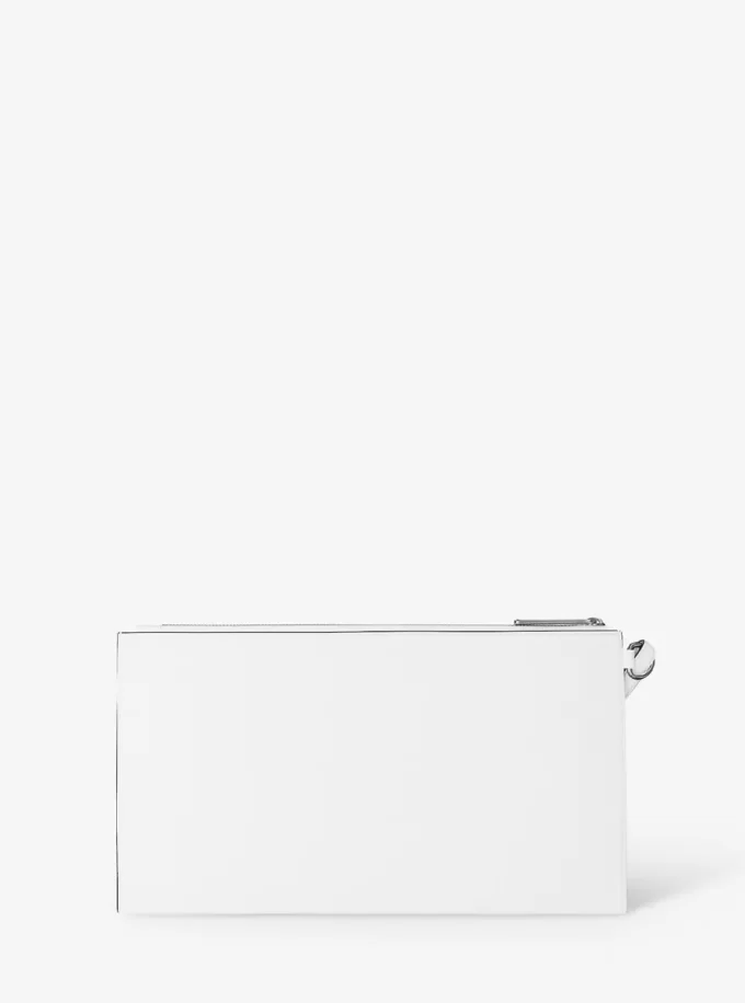 Duża torebka na nadgarstek Jet Set z ćwiekami ze skóry groszkowanej Duża torebka na nadgarstek Jet Set z ćwiekami ze skóry groszkowanej