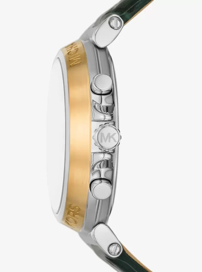 Duży zegarek Maren w kolorze srebrnym z tłoczoną skórą krokodyla Duży zegarek Maren w kolorze srebrnym z tłoczoną skórą krokodyla