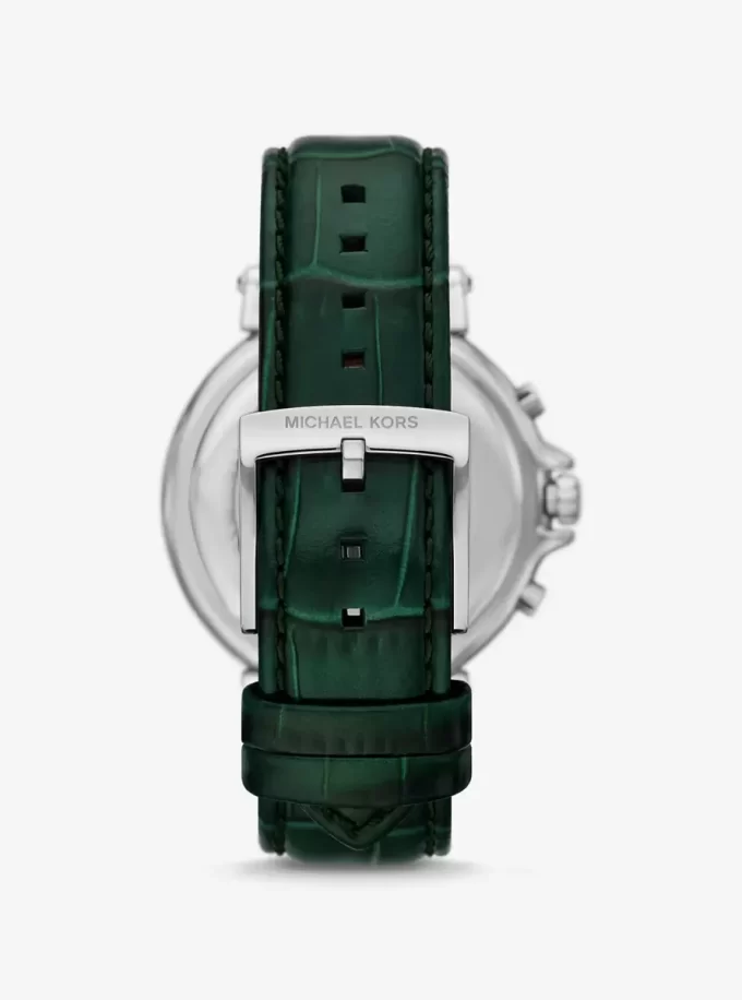 Duży zegarek Maren w kolorze srebrnym z tłoczoną skórą krokodyla Duży zegarek Maren w kolorze srebrnym z tłoczoną skórą krokodyla