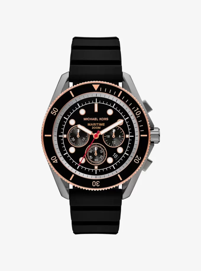 Duży zegarek morski w kolorze brązu i silikonu