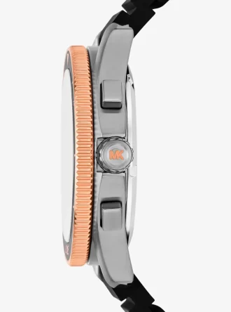 Duży zegarek morski w kolorze brązu i silikonu