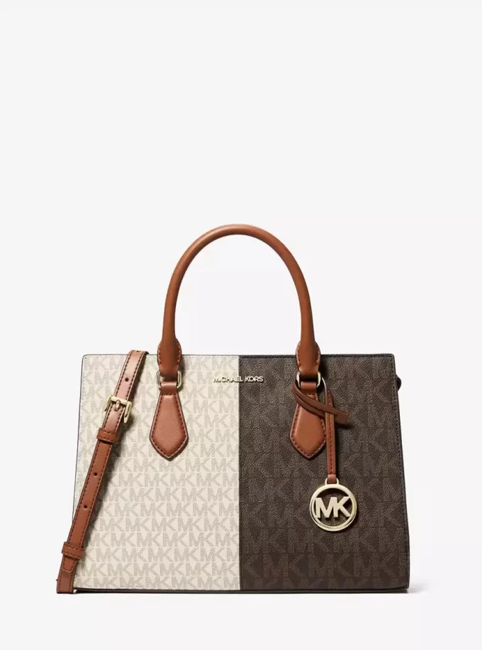 Dwukolorowa metaliczna torba-torba Sheila z logo Signature