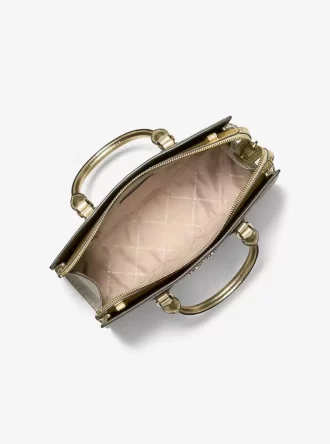 Dwukolorowa metaliczna torba-torba Sheila z logo Signature