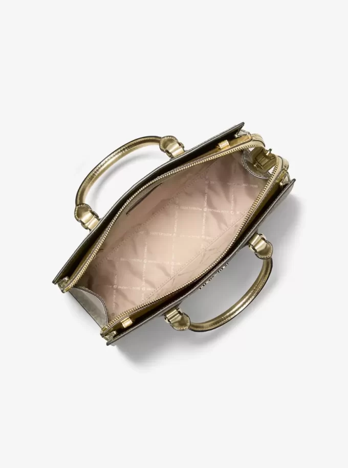 Dwukolorowa metaliczna torba-torba Sheila z logo Signature