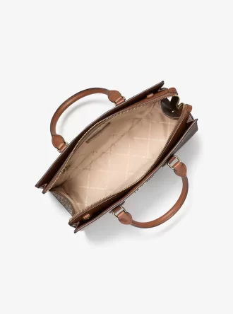 Dwukolorowa metaliczna torba-torba Sheila z logo Signature