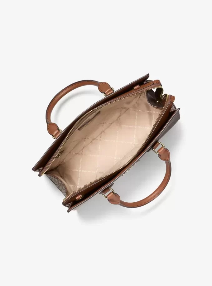 Dwukolorowa metaliczna torba-torba Sheila z logo Signature