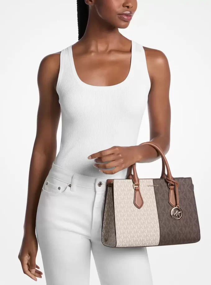 Dwukolorowa metaliczna torba-torba Sheila z logo Signature