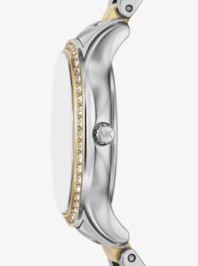 Dwukolorowy zegarek Mini Sage Pavé