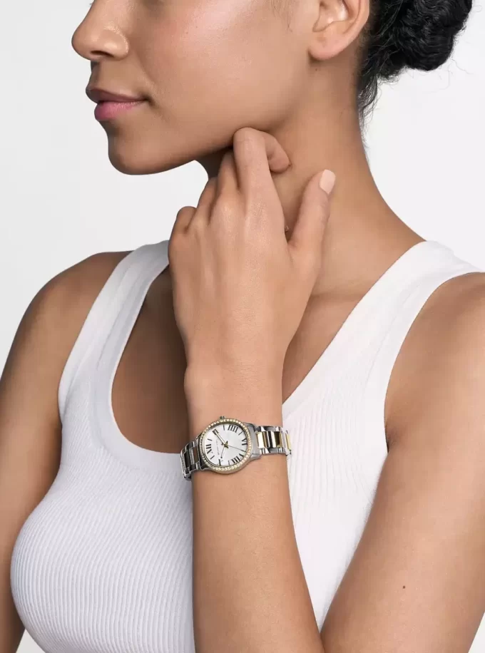 Dwukolorowy zegarek Mini Sage Pavé