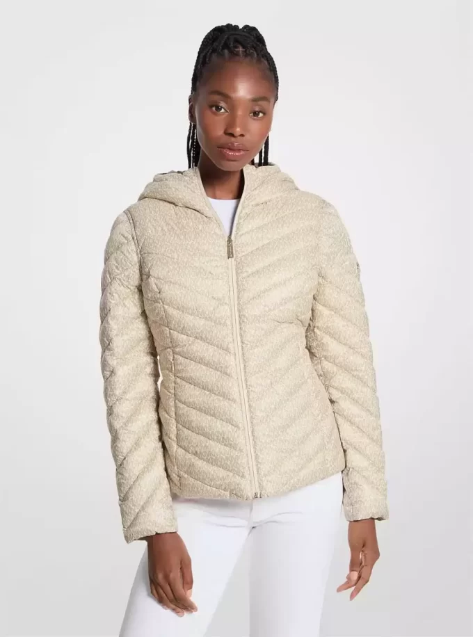 Dwustronna kurtka pikowana z nylonu z nadrukiem logo Chevron