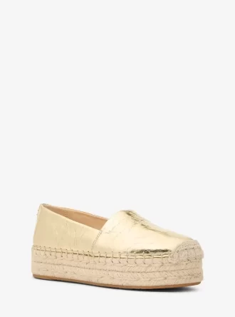 Espadryle Lynne Crackled Metallic Leather Platform