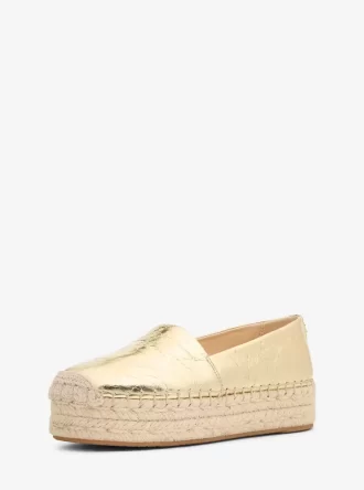 Espadryle Lynne Crackled Metallic Leather Platform