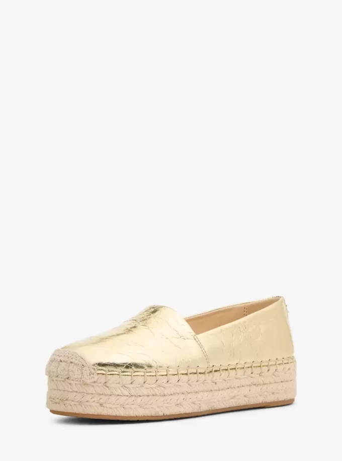 Espadryle Lynne Crackled Metallic Leather Platform