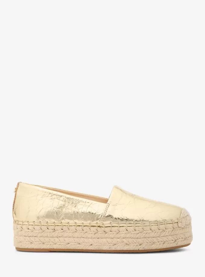 Espadryle Lynne Crackled Metallic Leather Platform