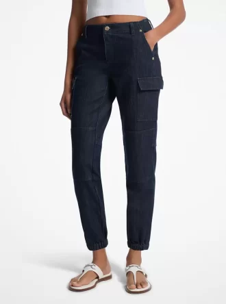 Jeansy cargo z denimu stretch