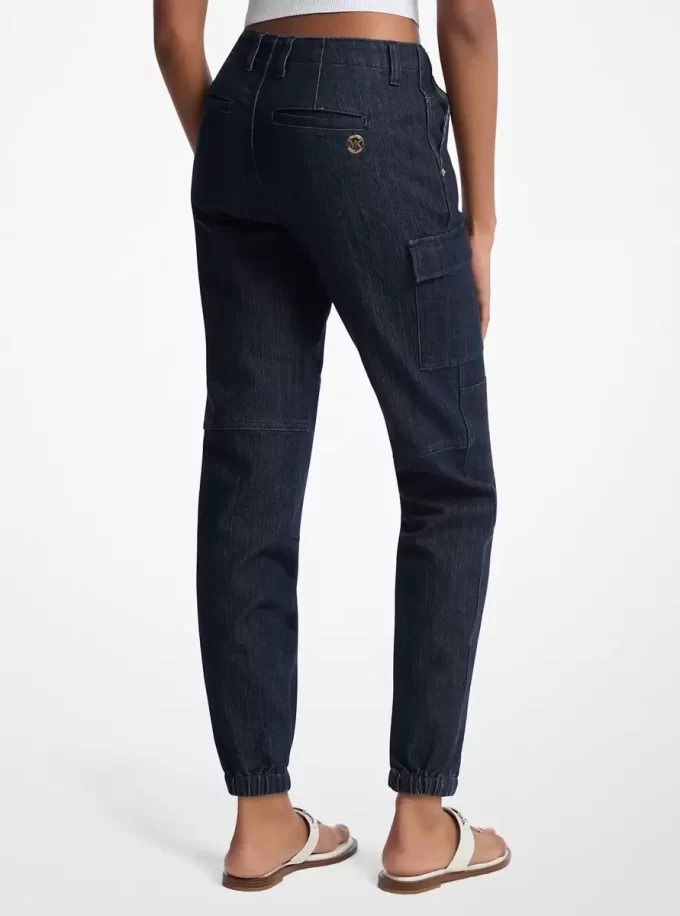 Jeansy cargo z denimu stretch