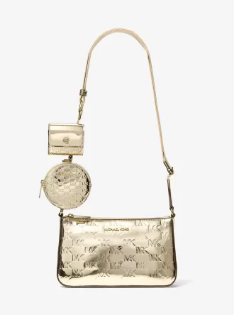 Jet Set Mała metaliczna torba na ramię z wytłoczonym logo i etui na Apple Airpods Pro®