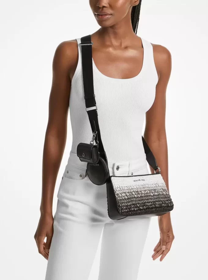 Jet Set Mała torebka crossbody ze słomy w kolorze ombre z etui na Apple Airpods Pro®