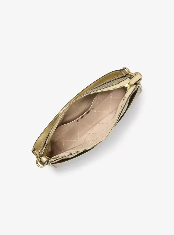 Jet Set Średniej wielkości metaliczna torba typu crossbody z logo Signature