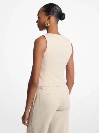 Kamizelka z lnu i bawełny twill