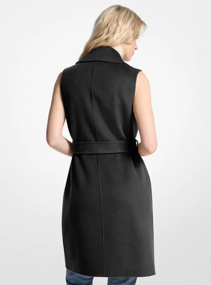 Kamizelka z mieszanki wełny z paskiem