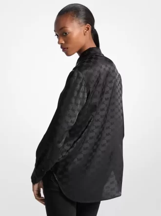 Koszula satynowa żakardowa z logo