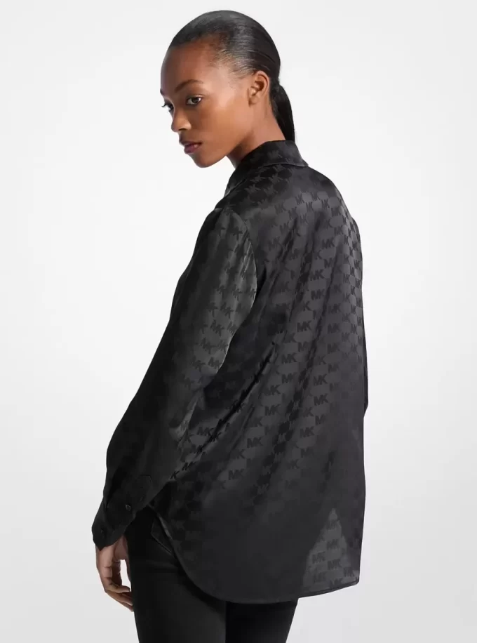 Koszula satynowa żakardowa z logo